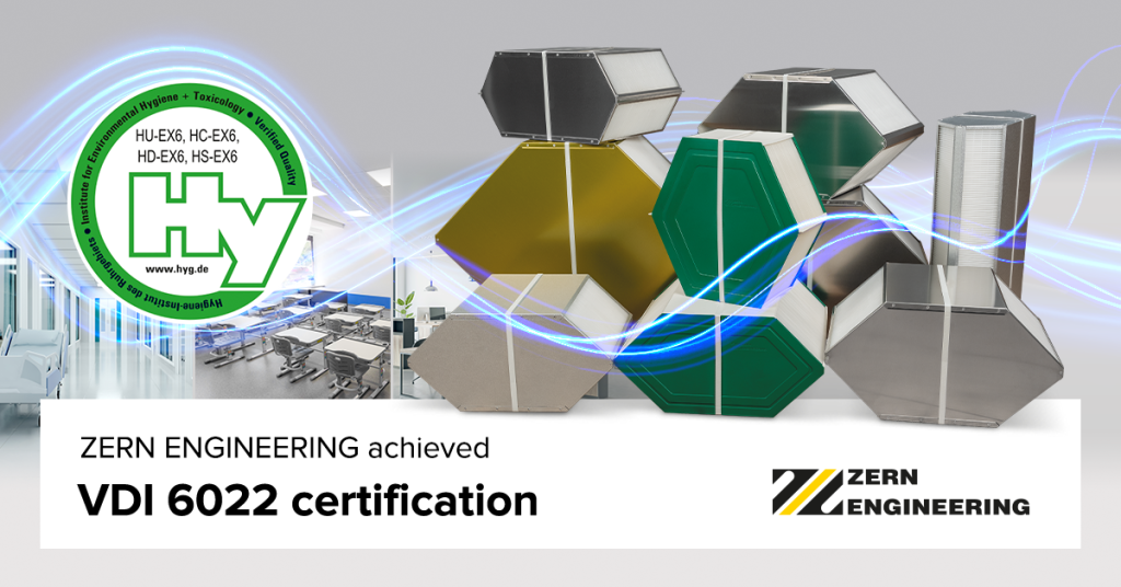 ZERN ENGINEERING achieved Hygiene Certification VDI 6022